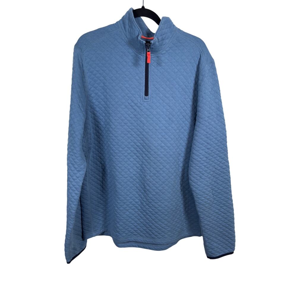 J. Crew Sweatshirt Mens Large Blue Quarter-Zip Diamond Quilted Mock Neck